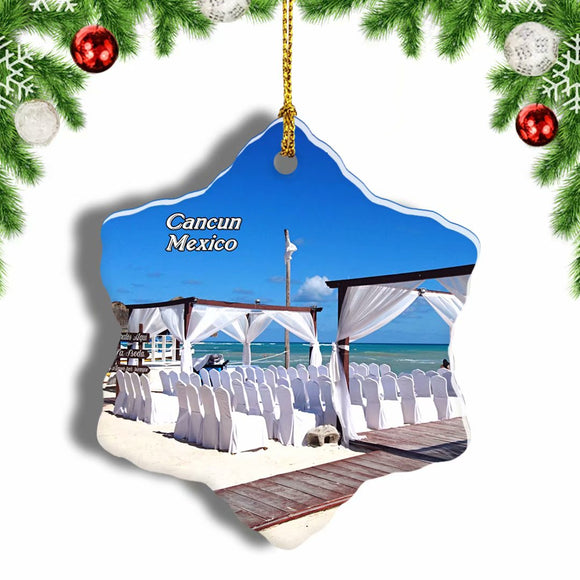 Mexico Cancun Beach Wedding Christmas Ornament 3 Inches Snow