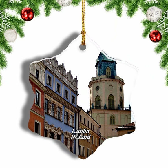 Poland Lublin Old Town Christmas Ornament 3 Inches Snow