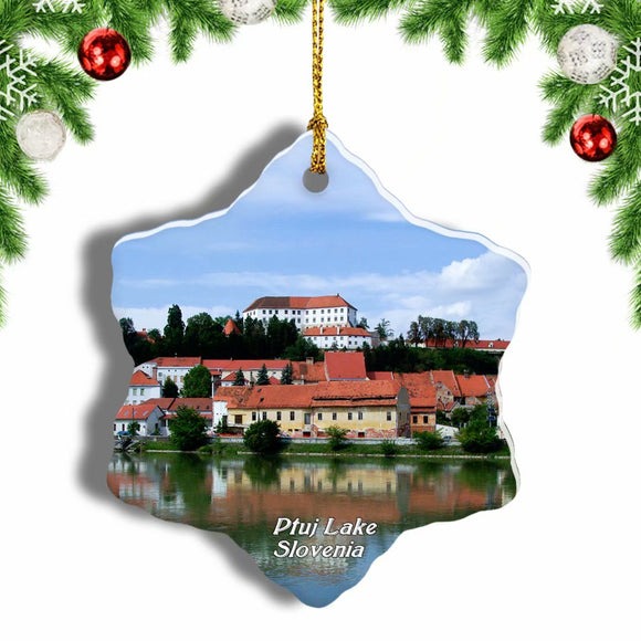 Slovenia Ptuj Lake Christmas Ornament 3 Inches Snow