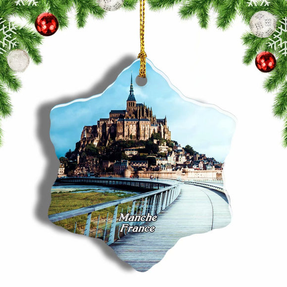 France Mont Saint-Michel Christmas Ornament 3 Inches Snow