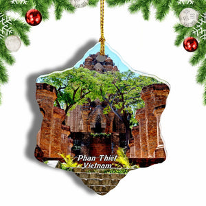 Vietnam Po Sah Inu Towers Mui Ne Phan Thiet Christmas Ornament 3 Inches Snow