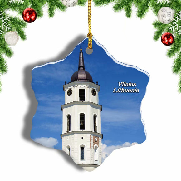 Lithuania Vilnius Tower Christmas Ornament 3 Inches Snow