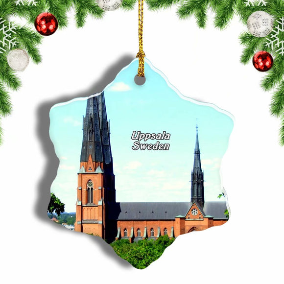 Sweden Uppsala Cathedral Christmas Ornament 3 Inches Snow