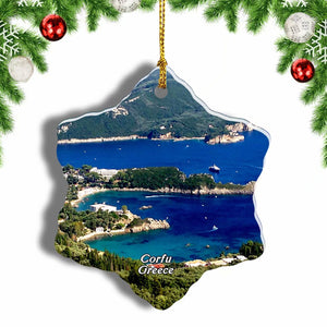 Greece Corfu Island Christmas Ornament 3 Inches Snow