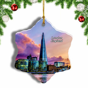 UK England London River Thames Christmas Ornament 3 Inches Snow