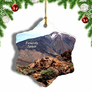 Spain Teide Volcano Tenerife Christmas Ornament 3 Inches Snow