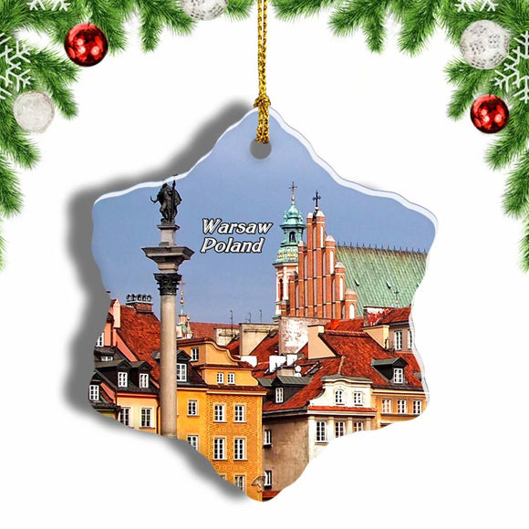 Poland Warsaw Old Town Christmas Ornament 3 Inches Snow