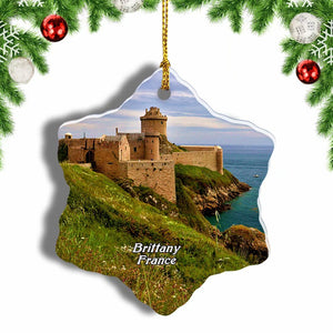 France Brittany Castle Christmas Ornament 3 Inches Snow