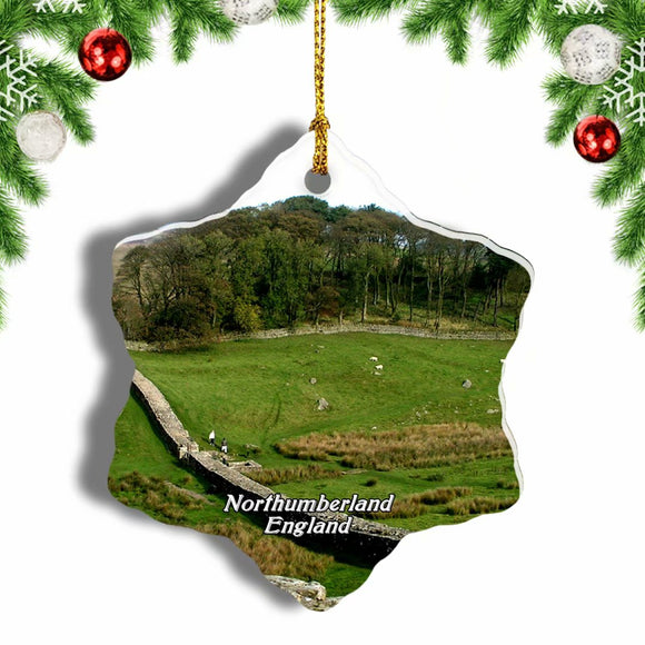 UK England Hadrian's Wall Northumberland Christmas Ornament 3 Inches Snow