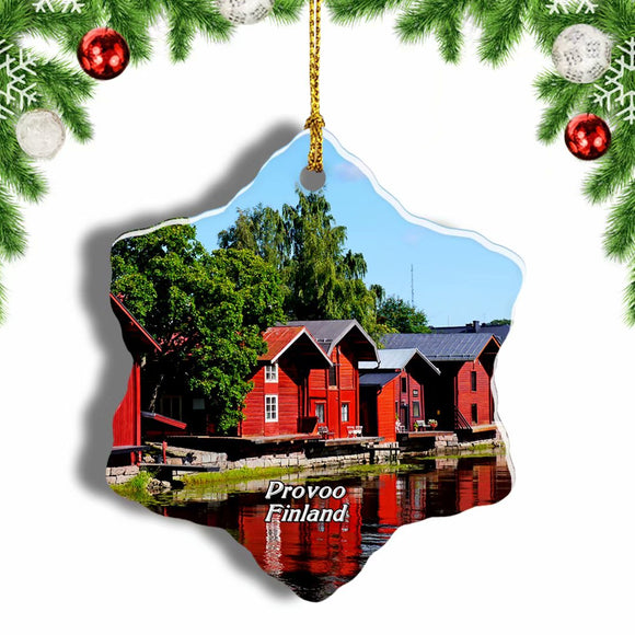 Finland House Porvoo Christmas Ornament 3 Inches Snow