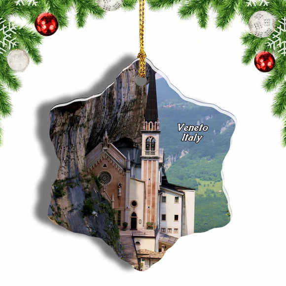 Madonna Della Corona Veneto Italy Christmas Ornament 3 Inches Snow