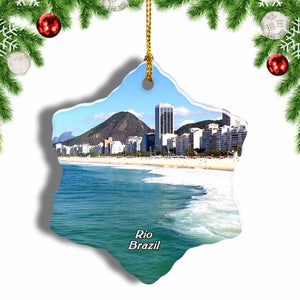 Brazil Copacabana Beach Rio de Janeiro Christmas Ornament 3 Inches Snow