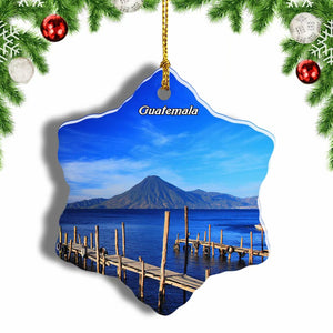 Guatemala Lakes Christmas Ornament 3 Inches Snow