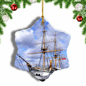 UK England The Historic Dockyard Chatham Christmas Ornament 3 Inches Snow