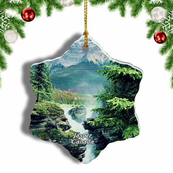 Canada Canada Athabasca Falls Jasper Christmas Ornament 3 Inches Snow