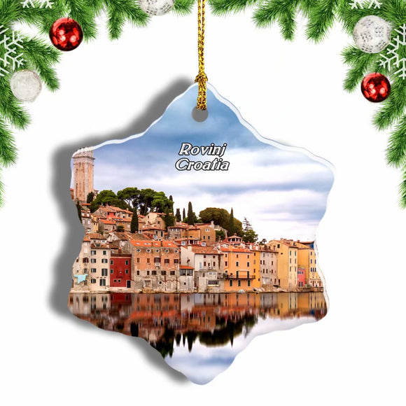 Croatia Old Town Rovinj Christmas Ornament 3 Inches Snow