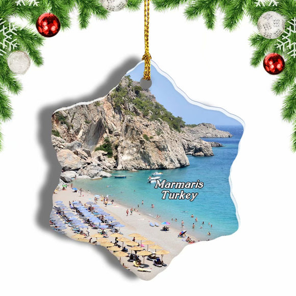 Turkey Icmeler Beach Marmaris Christmas Ornament 3 Inches Snow