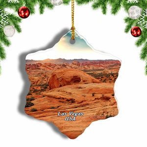 USA America Red Rock Canyon Las Vegas Christmas Ornament 3 Inches Snow