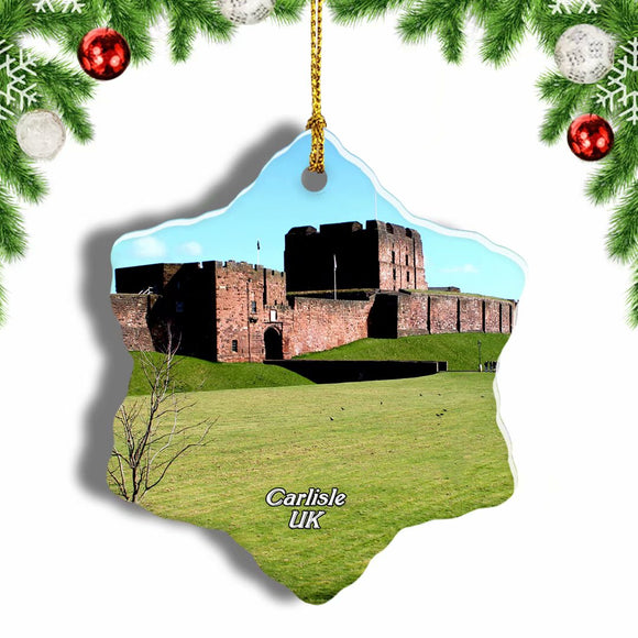 UK England Carlisle Castle Christmas Ornament 3 Inches Snow