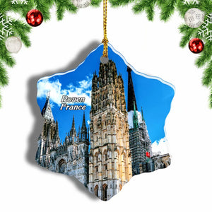 France Cathedral Notre-Dame of Rouen Christmas Ornament 3 Inches Snow