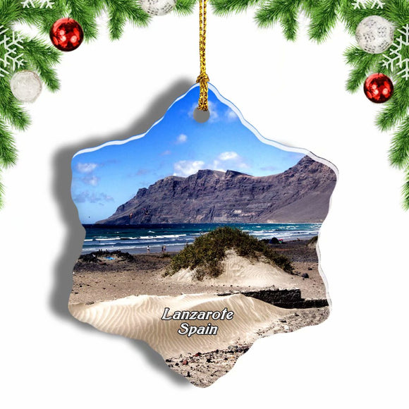 Spain Famara Beach Lanzarote Christmas Ornament 3 Inches Snow