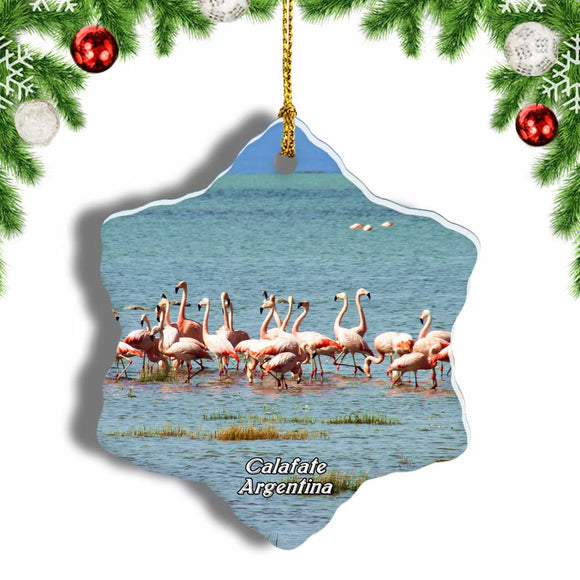 Flamingo Patagonia Calafate Argentina Christmas Ornament 3 Inches Snow