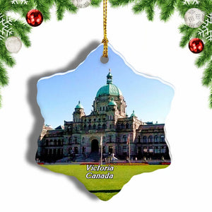 Canada Canada British Columbia Parliament Buildings Victoria Christmas Ornament 3 Inches Snow