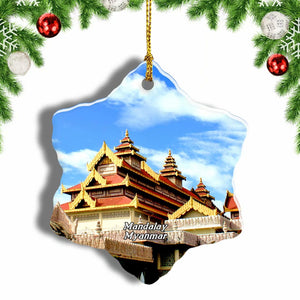 Mandalay Palace Myanmar Christmas Ornament 3 Inches Snow