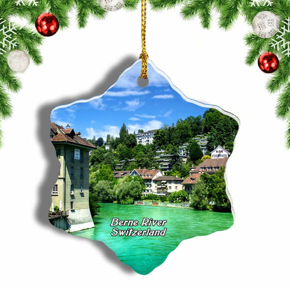 Switzerland Berne River Christmas Ornament 3 Inches Snow