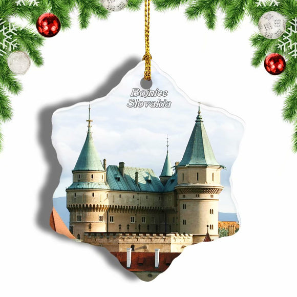 Slovakia Bojnice Castle Christmas Ornament 3 Inches Snow