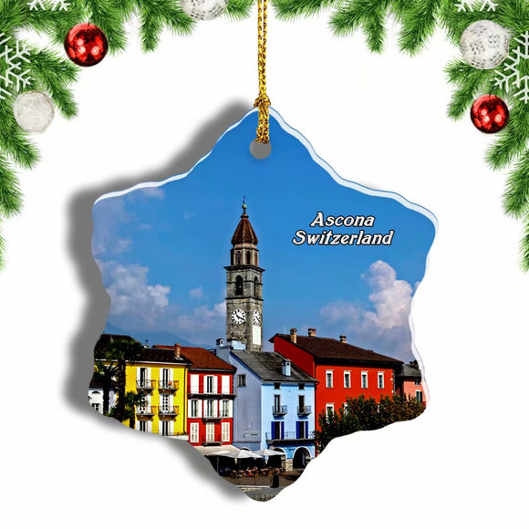 Switzerland Ascona Ticino Christmas Ornament 3 Inches Snow