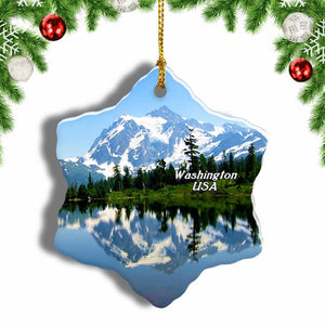 America USA Mount Shuksan Washington Christmas Ornament 3 Inches Snow