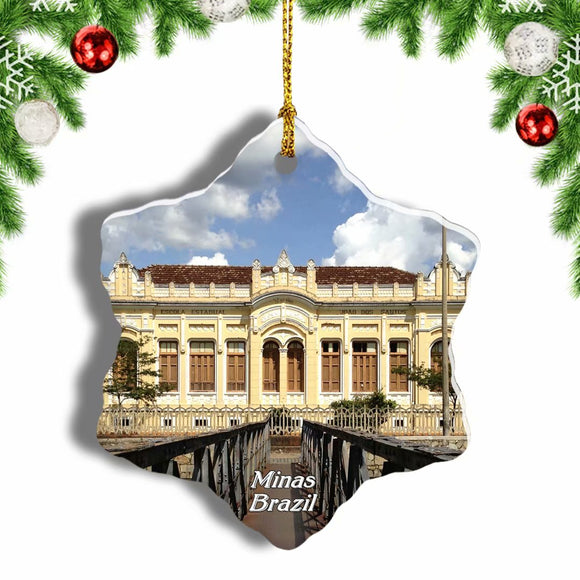 Brazil Mansion Minas Christmas Ornament 3 Inches Snow