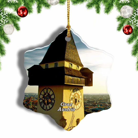 Austria Uhrturm Graz Christmas Ornament 3 Inches Snow