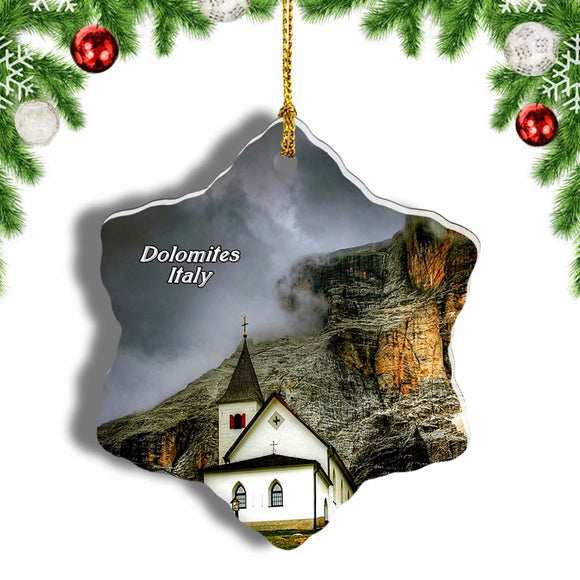 Dolomites Alta Badia Italy Christmas Ornament 3 Inches Snow