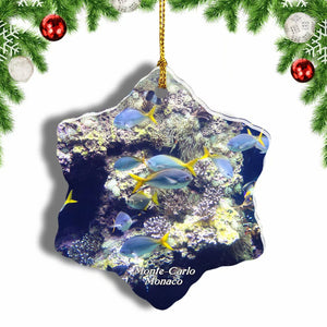 Monaco Museum Aquarium Monte Carlo Christmas Ornament 3 Inches Snow