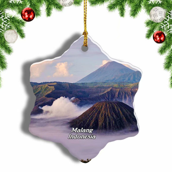 Indonesia Bromo Tengger Semeru National Park Malang Christmas Ornament 3 Inches Snow