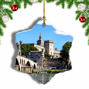 France Bridge Of Avignon Vaucluse Christmas Ornament 3 Inches Snow