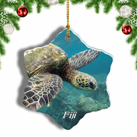 Fiji Turtle Christmas Ornament 3 Inches Snow