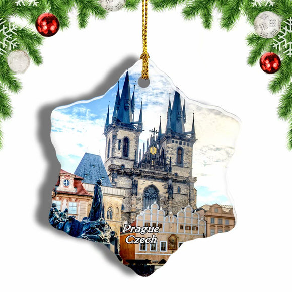 Czech Old Town Square Prague Christmas Ornament 3 Inches Snow