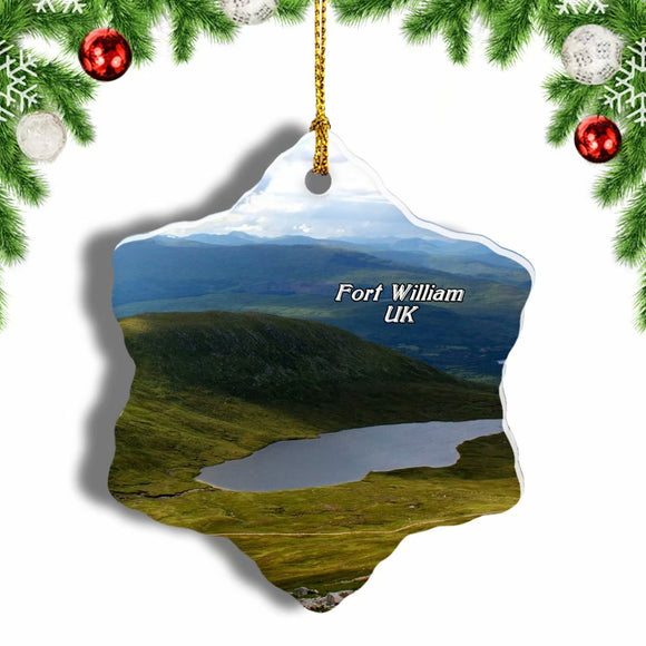 UK England Ben Nevis Fort William Christmas Ornament 3 Inches Snow