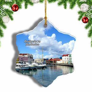 Bridgetown Barbados Christmas Ornament 3 Inches Snow