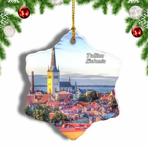 Estonia Toompea Hill Tallinn Christmas Ornament 3 Inches Snow