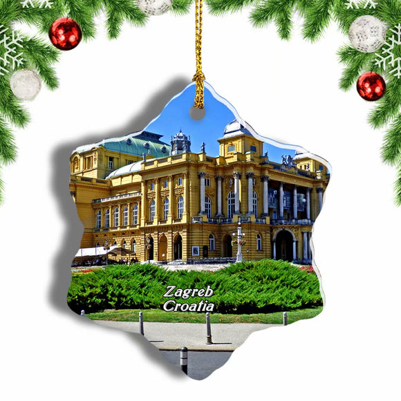 Croatia Zagreb National Theater Christmas Ornament 3 Inches Snow