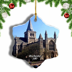 UK England Rochester Cathedral Christmas Ornament 3 Inches Snow