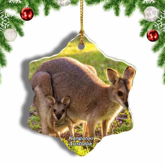 Australia Kangaroo Christmas Ornament 3 Inches Snow