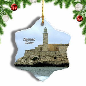 Morro Castle Havana Cuba Christmas Ornament 3 Inches Snow