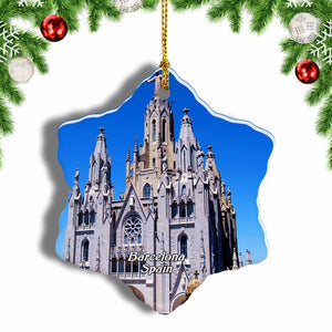 Spain Tibidabo Moutain Barcelona Christmas Ornament 3 Inches Snow