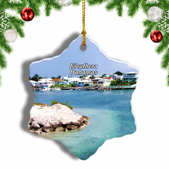 Glass Window Bridge Eleuthera Bahamas Christmas Ornament 3 Inches Snow