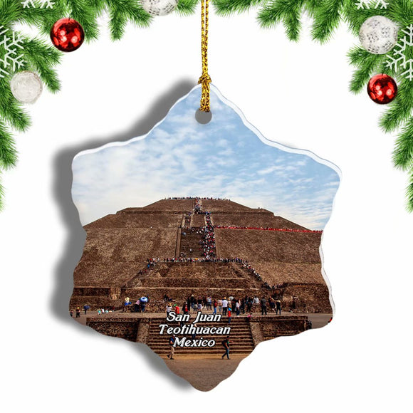 Mexico Pyramid of the Moon San Juan Teotihuacan Christmas Ornament 3 Inches Snow